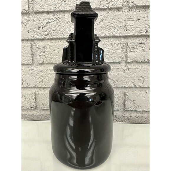 Rae Dunn Halloween "HAUNTED HOUSE" Black Canister House With Lid Topper - Picture 4 of 4